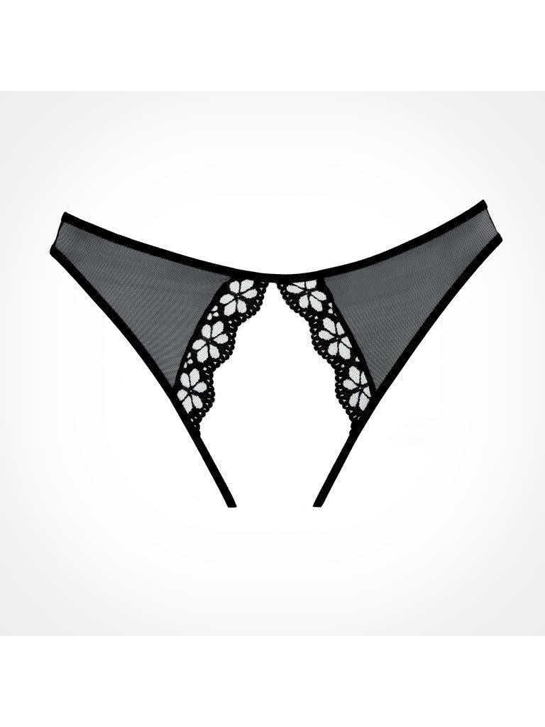 Adore Mirabelle Plommonfärgade Transparenta Meshtrosor - Blommig Spets, Peekaboo-utskärningar och Elegant Picotkant - Bild 5